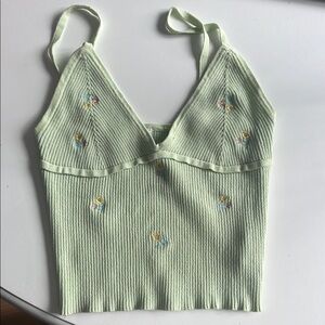 Mint Green Ribbed Knit Top